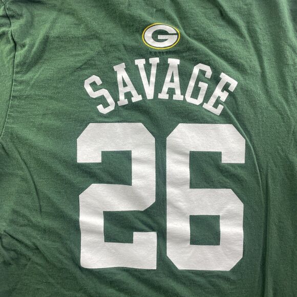 Green Bay Packers Shirt Youth Large Green Yellow White Darnell Savage Jr NFL - Picture 7 of 8